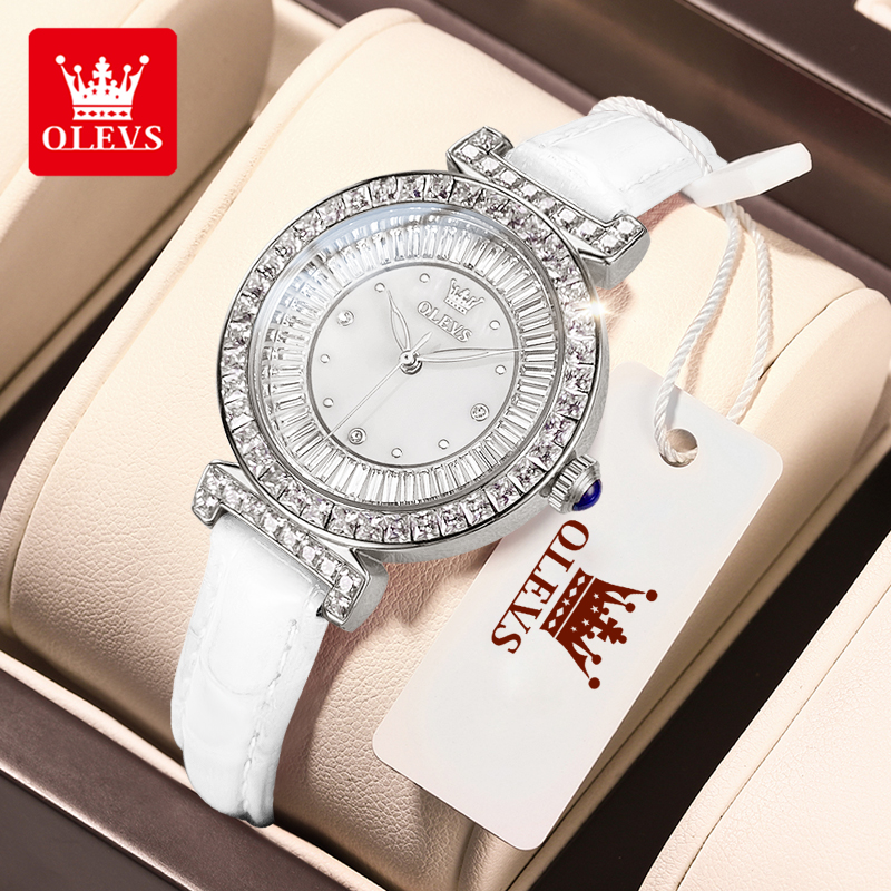 Luxury Watch With Leather Strap - OLEVS 9983 Women's Watches Light luxury