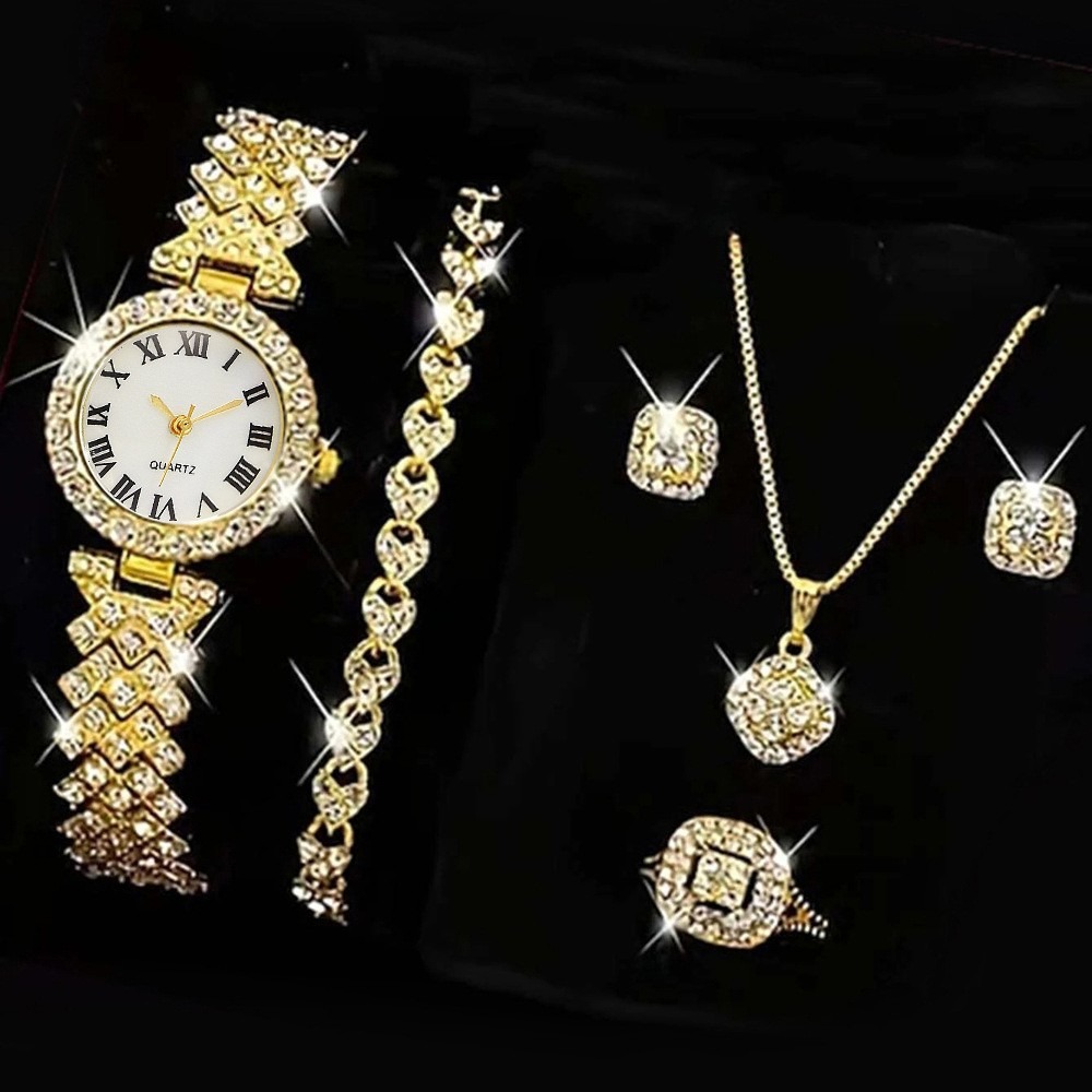 Luxury Watch Safe - 6PCS/Set Luxury Rhinestone Women Watches Fashion