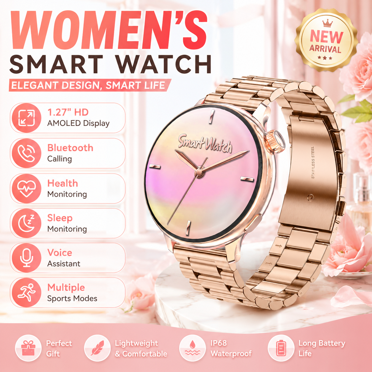 Luxury Watch Hd - LIGE Luxury Women Smart Watch 1.27”HD