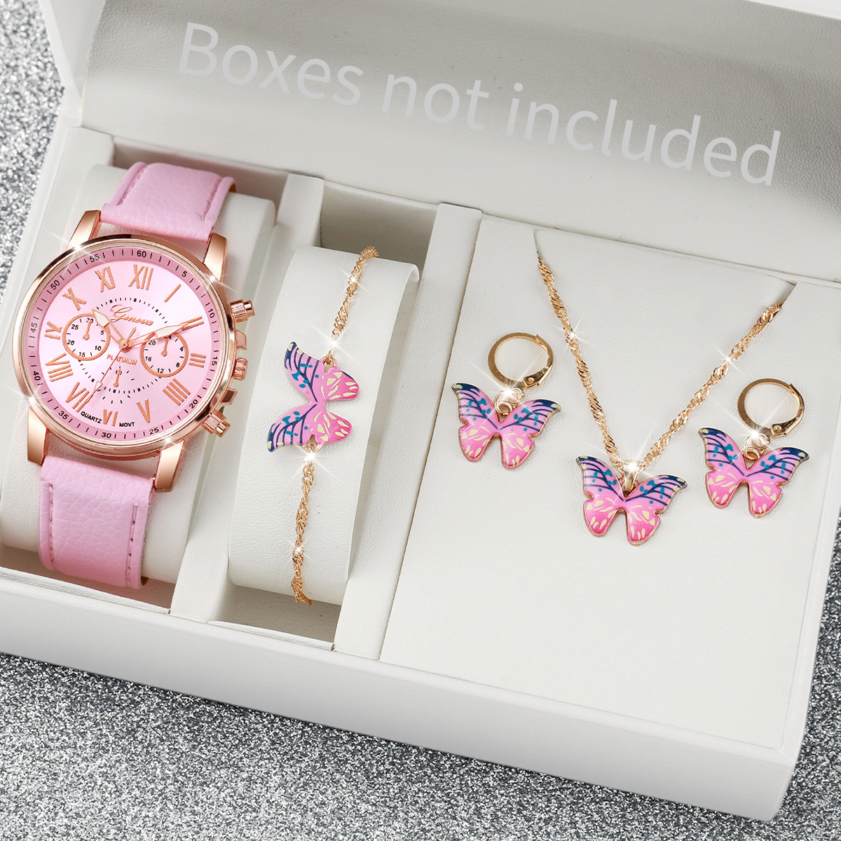 Luxury Watch Leather Strap - 5/6PCS Luxury Women Watches Jewelry Set