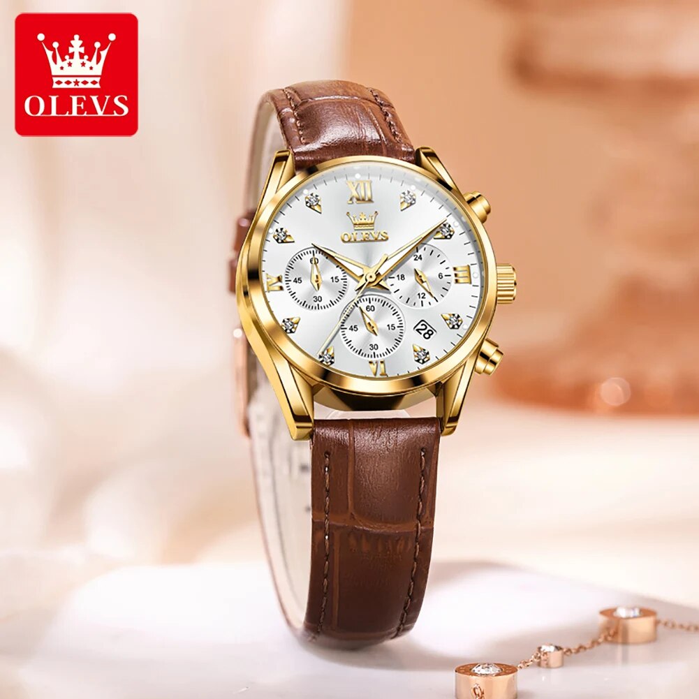 OLEVS 5523 Women's Watches Lea - Luxury Watch With Leather Strap 리뷰 및 가격