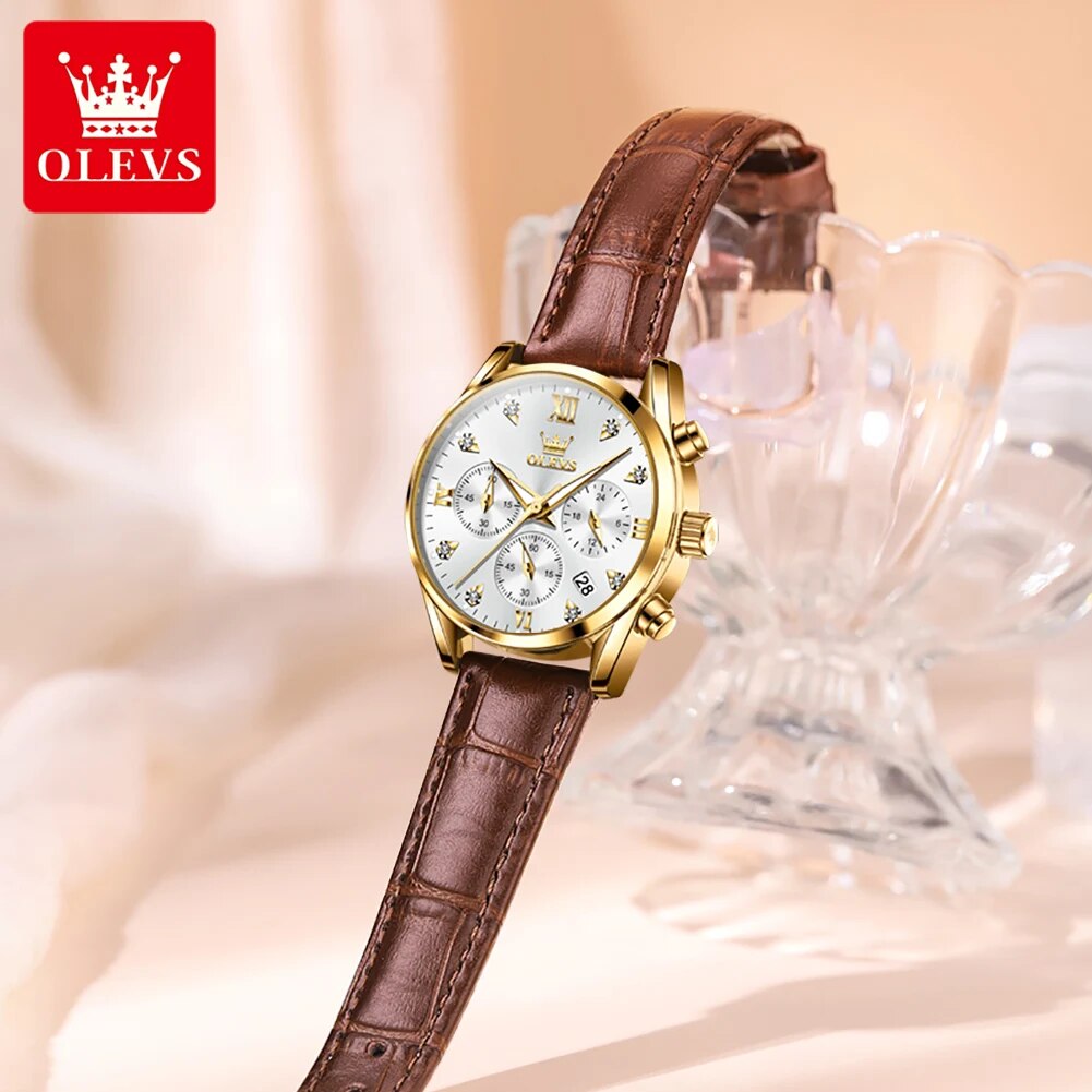 OLEVS 5523 Women's Watches Lea - Luxury Watch With Leather Strap 리뷰 및 가격