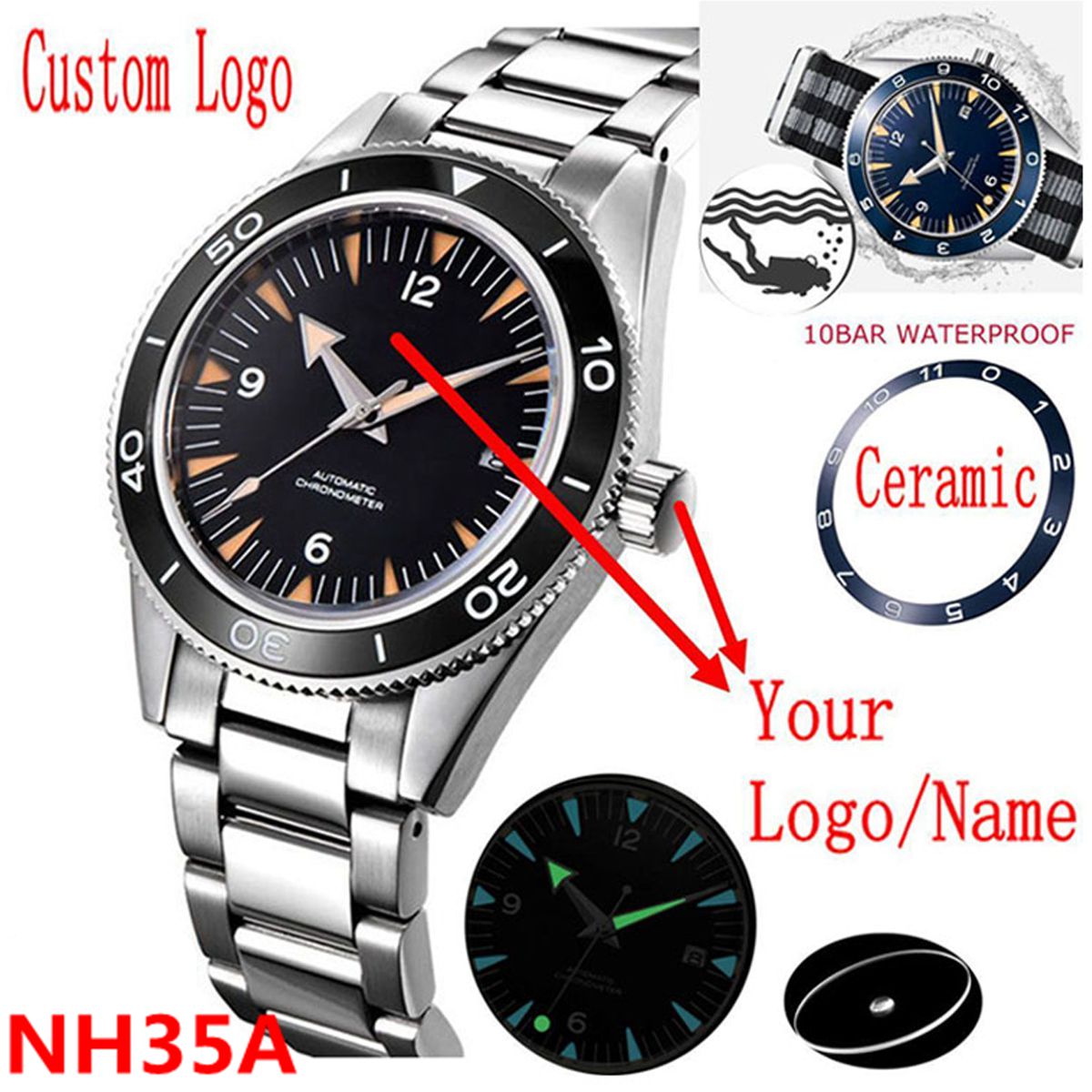 Custom Logo NH35 Movement Watc - Luxury Watch Deals 리뷰 및 가격
