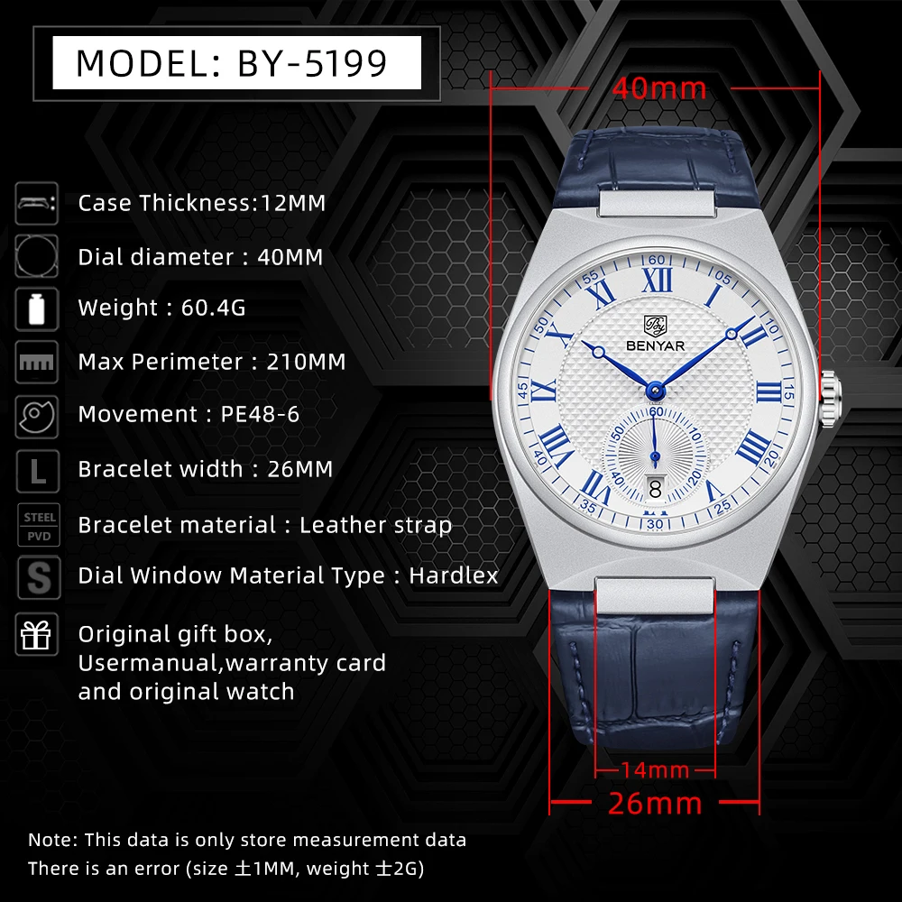 BENYAR Business Men Roman nume - Luxury Watch Store 리뷰 및 가격