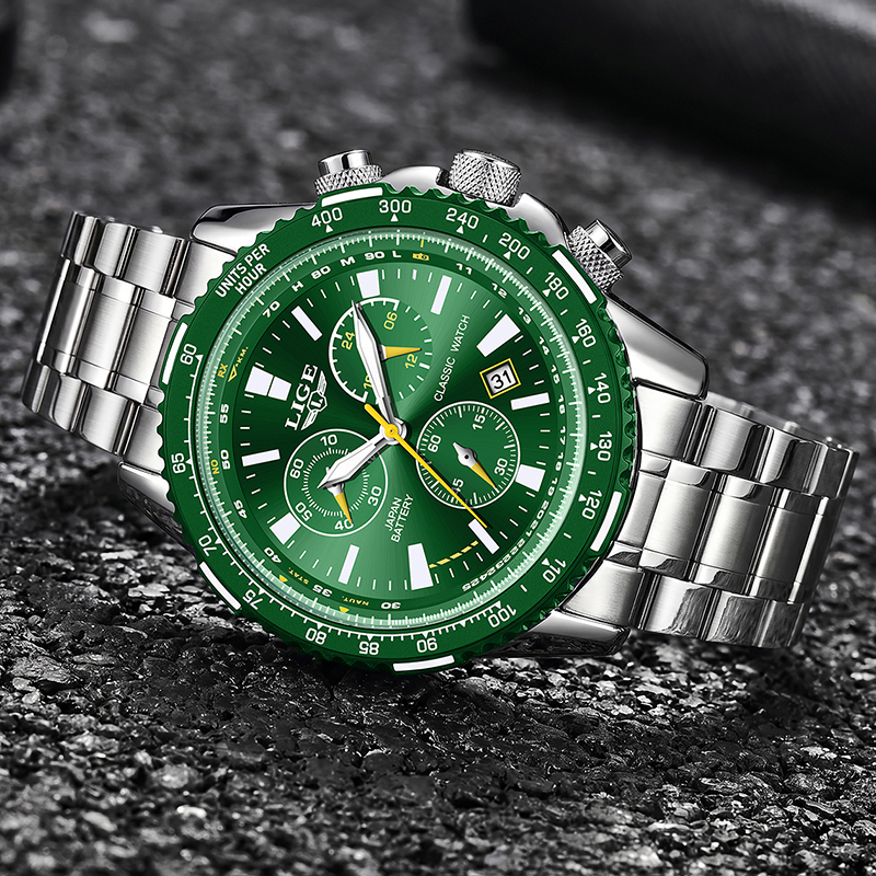 LIGE New Green Big Dial Watch  - Luxury Watch Low Price 리뷰 및 가격