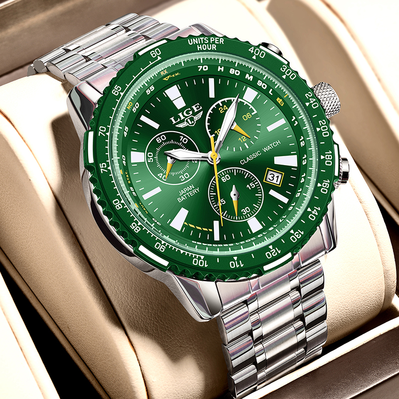 LIGE New Green Big Dial Watch  - Luxury Watch Low Price 리뷰 및 가격