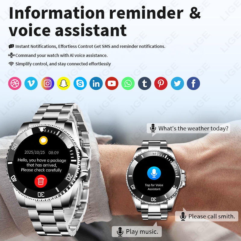 LIGE Business Smart Watch Men  - Luxury Watch Hd 리뷰 및 가격