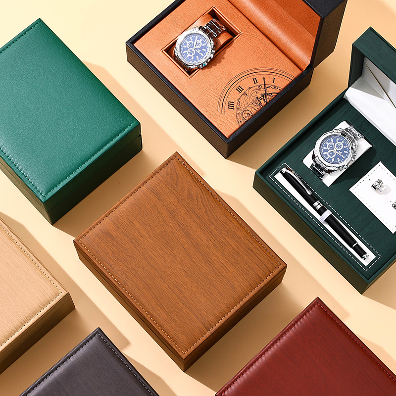 PU Leather Watch Box Wood Grai - Luxury Watch Display Case 리뷰 및 가격