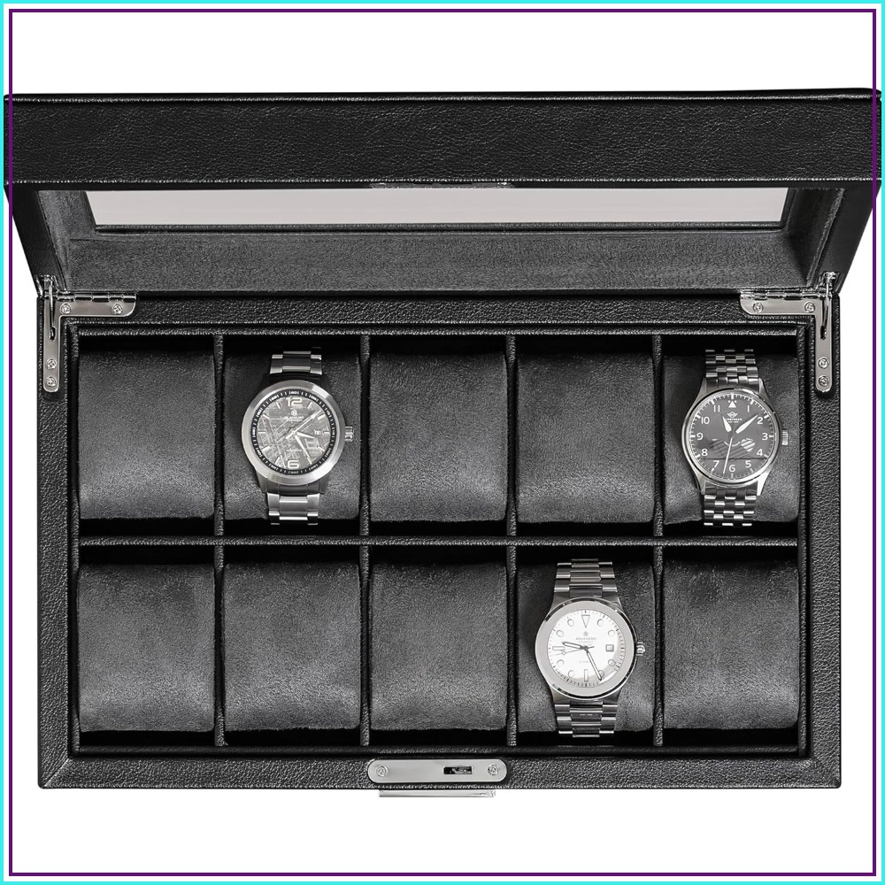 10 Slot Locking Leather Watch  - Luxury Watch Display Case 리뷰 및 가격