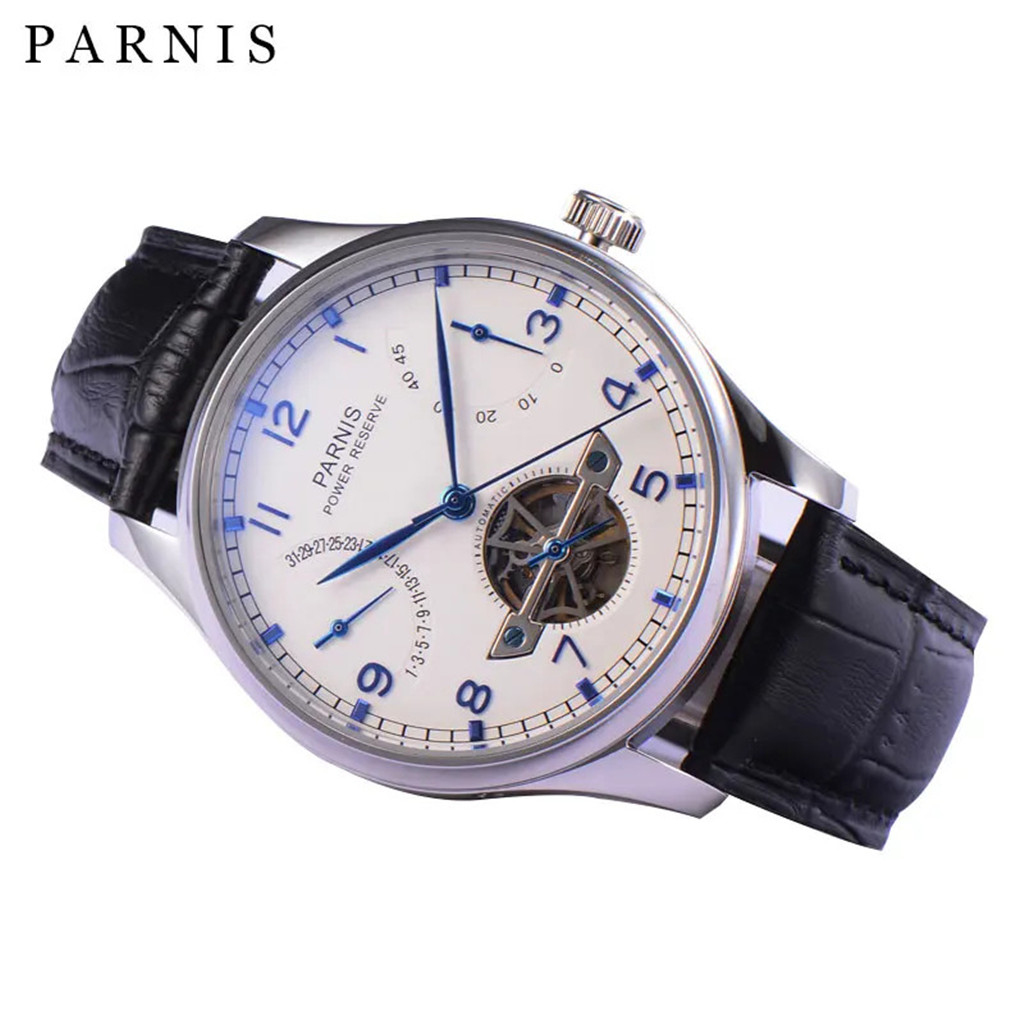 Parnis 43mm Luxury Power Reser - Luxury Watch With Leather Strap 리뷰 및 가격