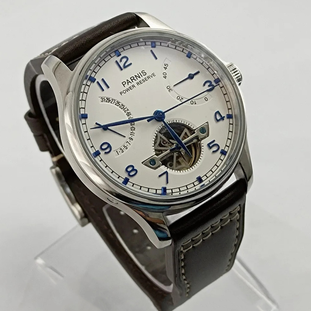 Parnis 43mm Luxury Power Reser - Luxury Watch With Leather Strap 리뷰 및 가격