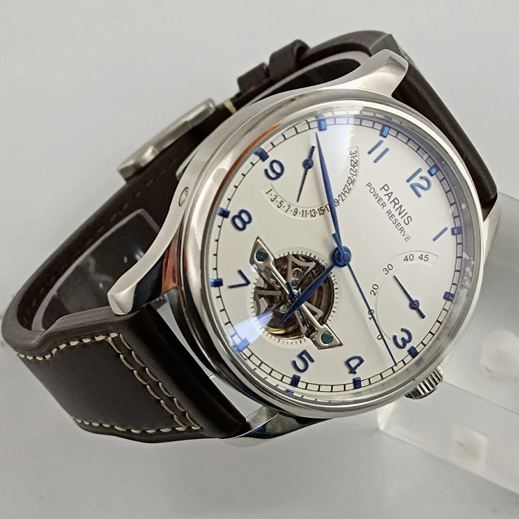 Parnis 43mm Luxury Power Reser - Luxury Watch With Leather Strap 리뷰 및 가격