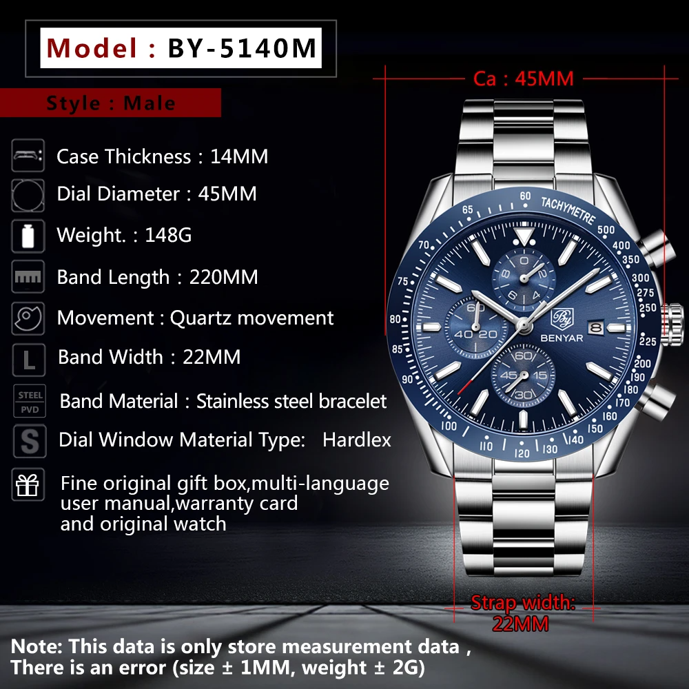 Men Watch BENYAR Top Brand Lux - Luxury Watch German 리뷰 및 가격