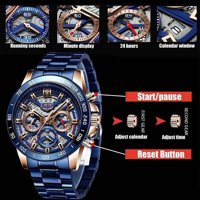 LIGE 2024 New Men Watch Top Br - Luxury Watch Low Price 리뷰 및 가격