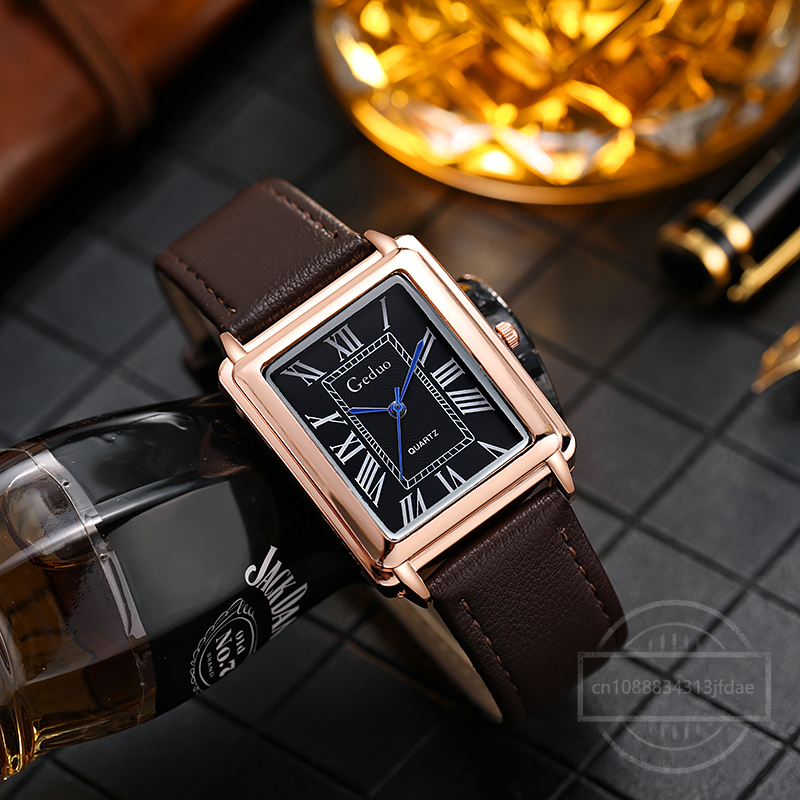 New Fashion Designer Rectangle - Luxury Watch With Leather Strap 리뷰 및 가격