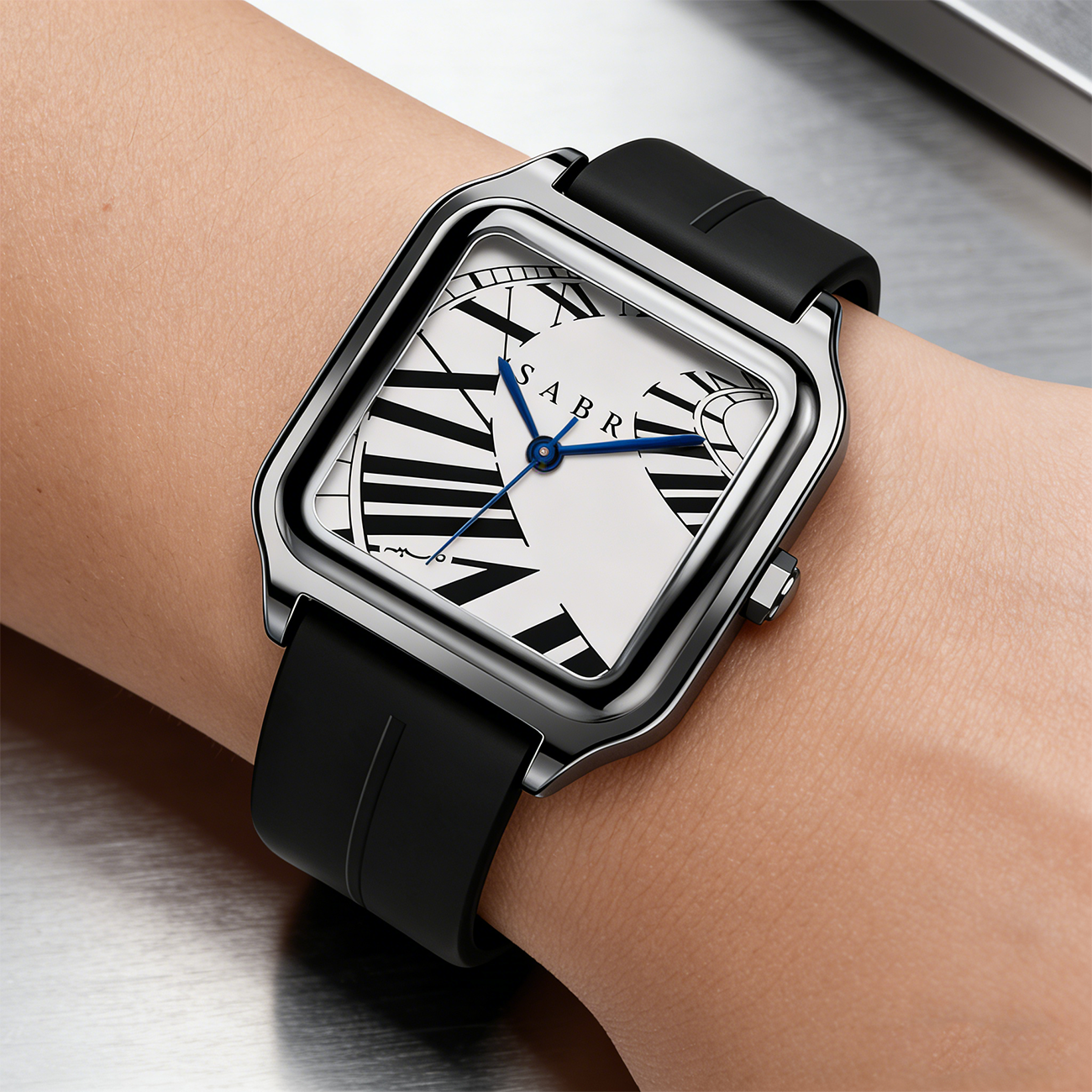 SABR Square Stainless Steel Al - Luxury Watch With Rubber Strap 리뷰 및 가격