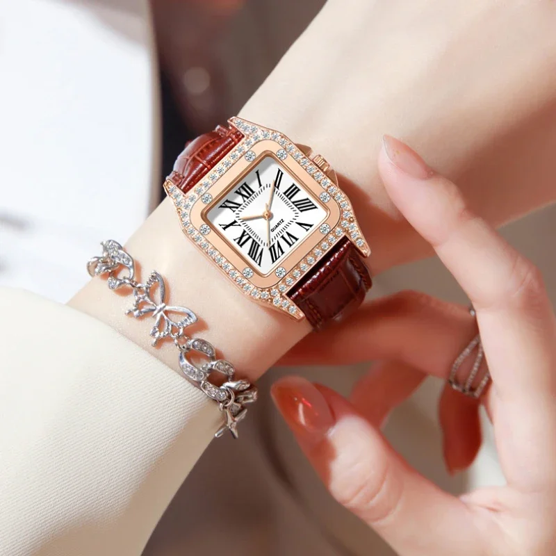 Square Dial Women's Watch Quar - Luxury Watch With Leather Strap 리뷰 및 가격
