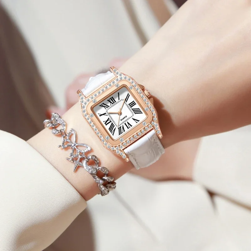 Square Dial Women's Watch Quar - Luxury Watch With Leather Strap 리뷰 및 가격