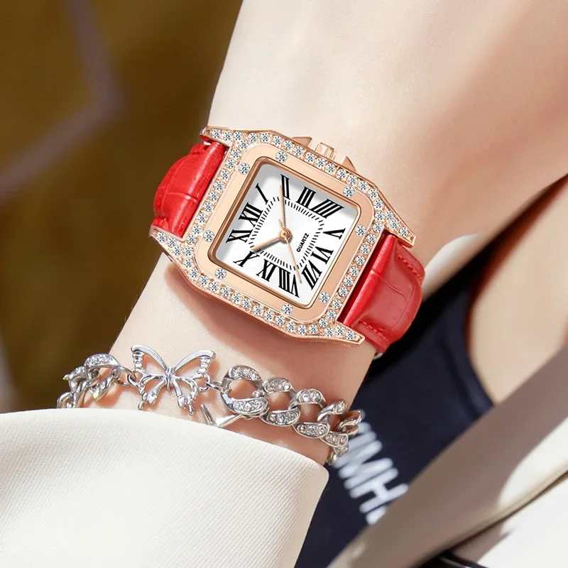 Square Dial Women's Watch Quar - Luxury Watch With Leather Strap 리뷰 및 가격