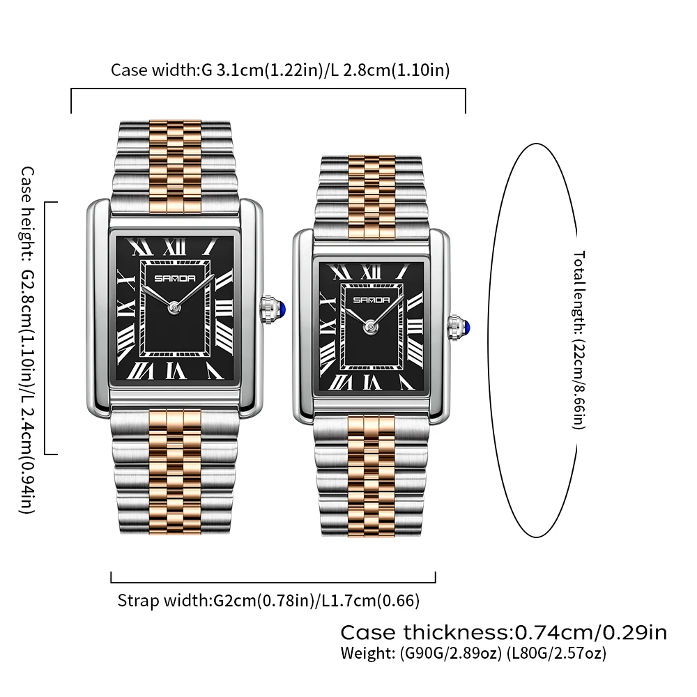 SANDA Couple Tank Quartz Watch - Luxury Watch Cartier 리뷰 및 가격
