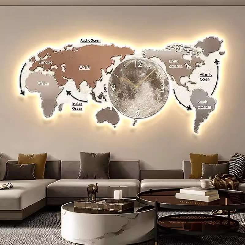 World Map Glowing Wall Clock L - Luxury Watch Wall Clock 리뷰 및 가격